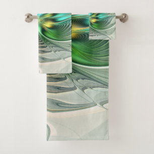 Conjunto De Toalhas Fractal abstrato moderno da flor da fantasia