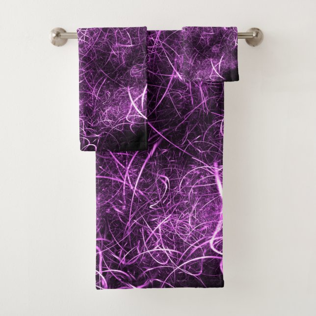 Conjunto de toalhas Fractal_Bathroom abstrato Purp (Insitu)