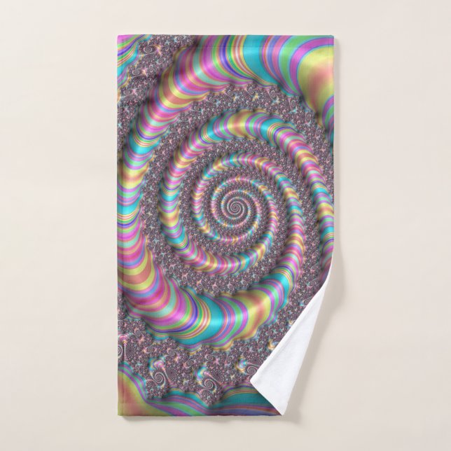 Conjunto De Toalhas Fractal Bright Rainbow Nautilus Swirl (Toalha de mão)