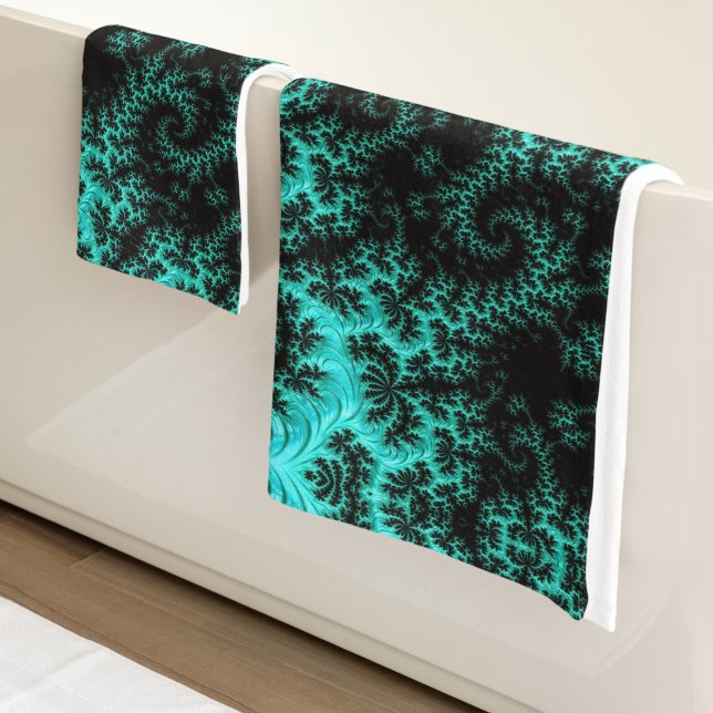 Conjunto De Toalhas Fractal Preto Verde Abstrato (Criador carregado)