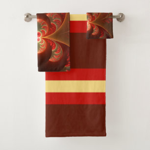 Conjunto De Toalhas Fractal vermelho-laranja abstrato moderno e lumino