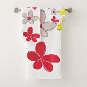 Conjunto De Toalhas Frangipani Plumeria Florais Coloridas Flores