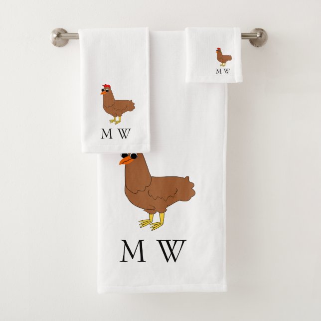 Conjunto De Toalhas Frango Desenho Monogramado (Insitu)