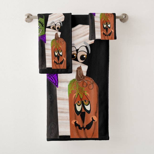 Conjunto De Toalhas Frankenstein Fantasma Abóbora Homem Invisível Engr (Insitu)