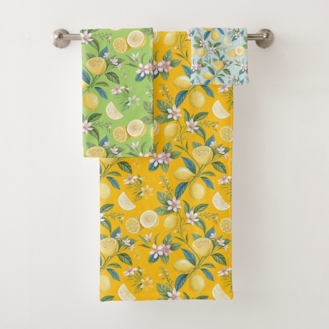Conjunto De Toalhas Fresh Lemon Floral Botanical Pattern  (Insitu)