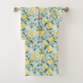 Conjunto De Toalhas Fresh Lemon Floral Botanical Pattern 