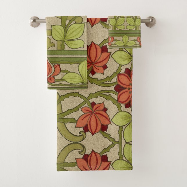 Conjunto De Toalhas Frieze Border Art Nouveau Floral (Insitu)
