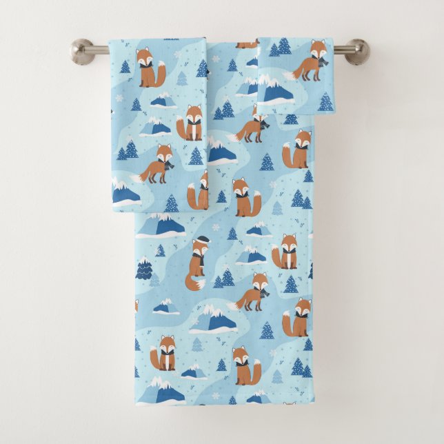 Conjunto De Toalhas Frosty Winter Foxes (Insitu)