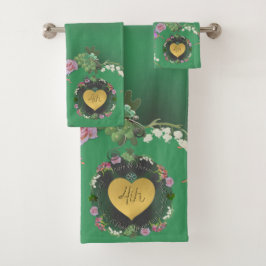 Conjunto De Toalhas fruta 4 e aniversário floral verde