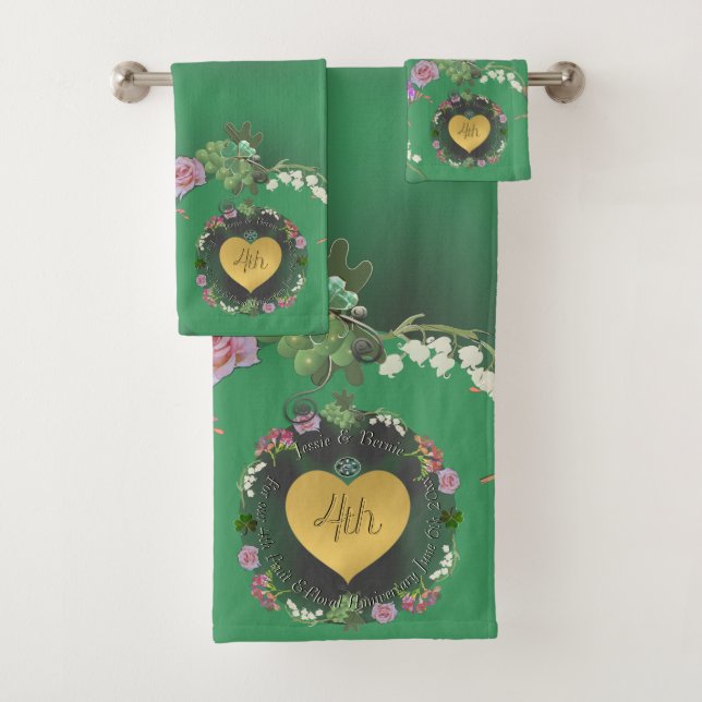 Conjunto De Toalhas fruta 4 e aniversário floral verde (Insitu)