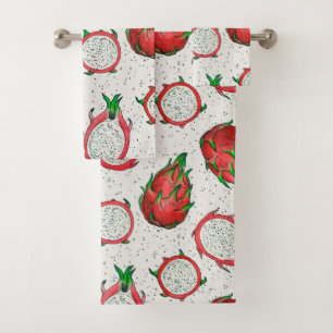 Conjunto De Toalhas Fruta do dragão vermelho em branco