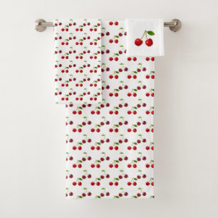 Conjunto De Toalhas Frutas de Cereja Bonitas em Branco
