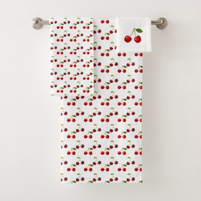 Conjunto De Toalhas Frutas de Cereja Bonitas em Branco (Insitu)