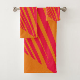 Conjunto De Toalhas Fúcsia geométrica da laranja-zebra