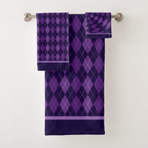 Conjunto De Toalhas Fuentes Argyle Roxo