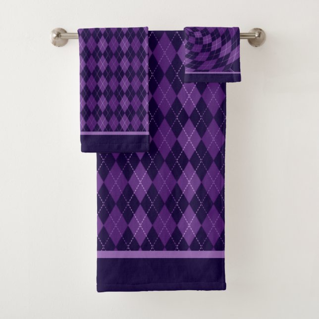 Conjunto De Toalhas Fuentes Purple Argyle (Insitu)