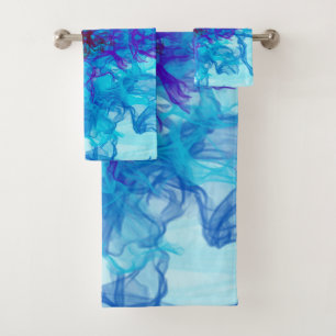 Conjunto De Toalhas FUMAÇA AZUL - Arte Fractal -