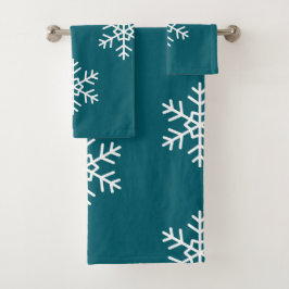 Conjunto De Toalhas Fundo azul Marinho floco de neve moderno