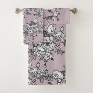 Conjunto De Toalhas fundo branco de lavanda