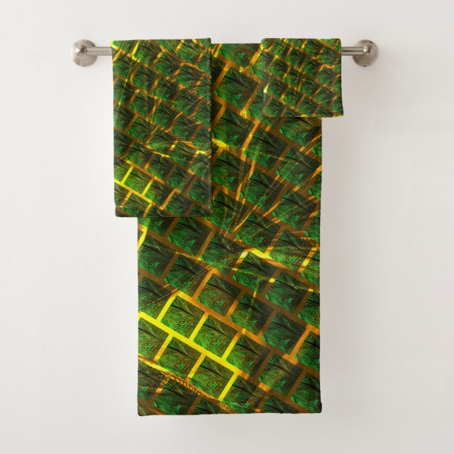 Conjunto De Toalhas Fundo com imagem verde dourada? (Insitu)