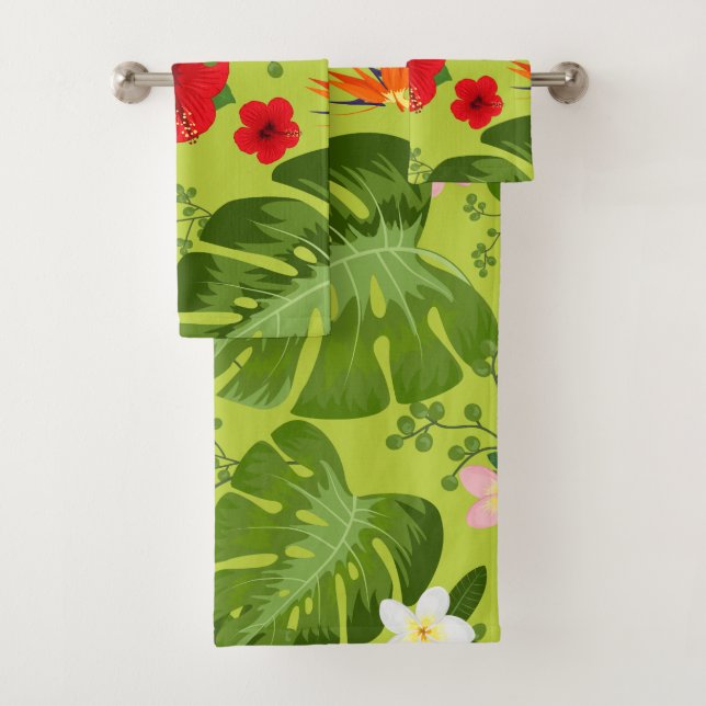Conjunto De Toalhas Fundo das Flores Tropicais 6 (Insitu)
