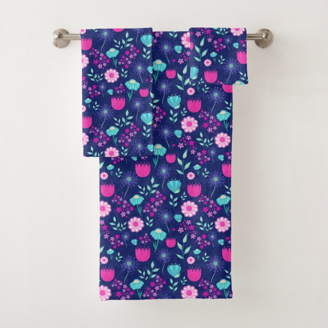 Conjunto De Toalhas Fundo de padrão floral fofo (Insitu)