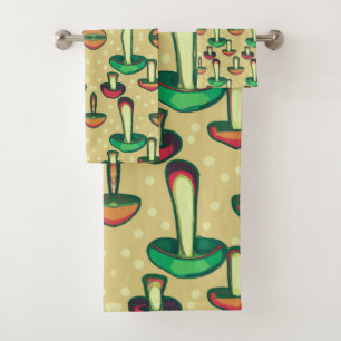 Conjunto De Toalhas Fundo do Cogumelo Vintage