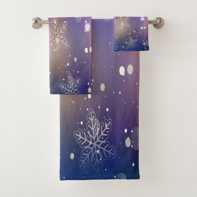 Conjunto De Toalhas Fundo do Floco de Neve brilhante de Natal (Insitu)
