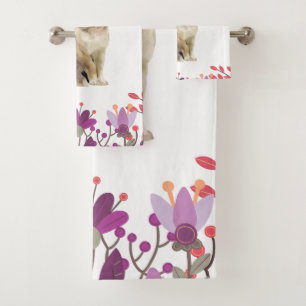 Conjunto De Toalhas Fundo Floral Coelho da Páscoa