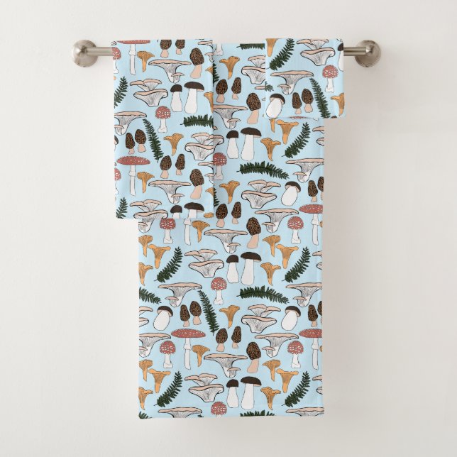 Conjunto De Toalhas Fungi Mushroom Fern Pattern (Insitu)