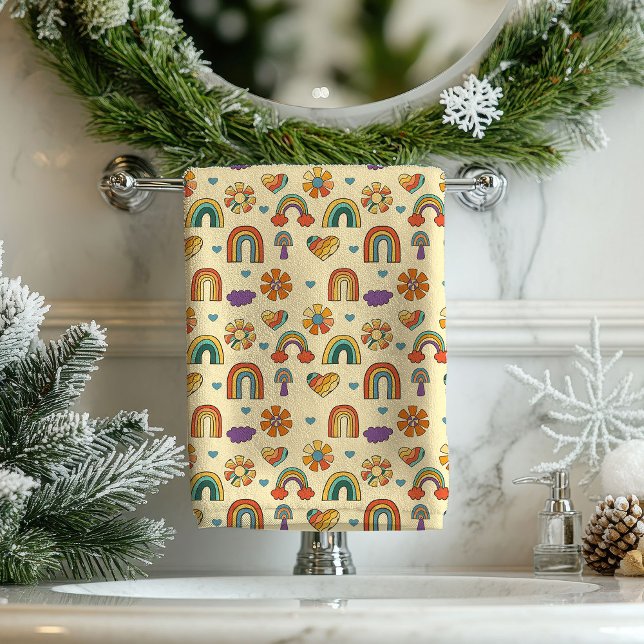 Conjunto De Toalhas Funky Swirl Towel Groovy Boho Bathroom Decor (Funky Swirl Towel Groovy Boho Bathroom Decor)