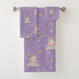 Conjunto De Toalhas Funny Birthday Unicorn