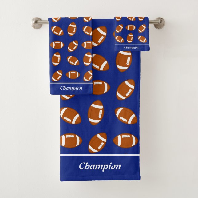 Conjunto De Toalhas Futebol Americano Elegante no Blue Bath Towel Set (Insitu)