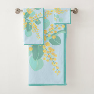 Conjunto De Toalhas Gado australiano floresce verde e ouro