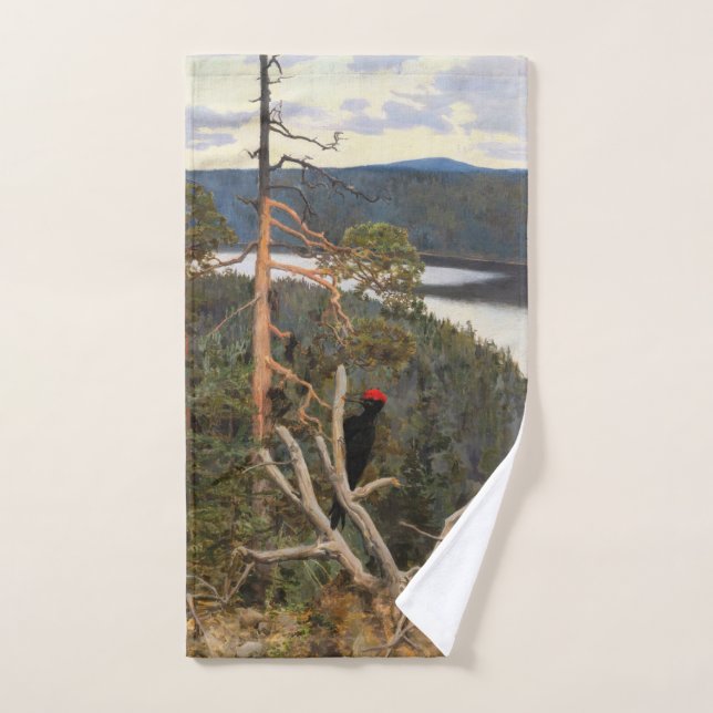 Conjunto De Toalhas Gallen-Kallela - Pica-Pau Negro Excelente 1894 (Toalha de mão)