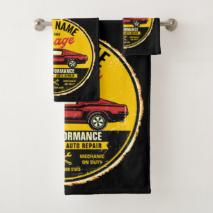 Conjunto De Toalhas Garagem de Carro Clássico Vermelho de Fastback 196