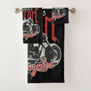 Conjunto De Toalhas Garagem Personalizada de Biker de Bicicleta Má Gra
