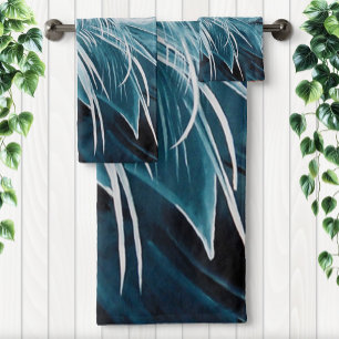 Conjunto De Toalhas Garça Azul Elegante Vida Selvagem Pássaro Natureza