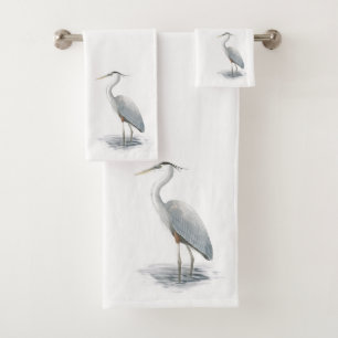 Conjunto De Toalhas Garça-real de grande azul