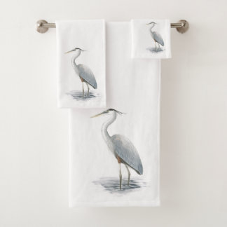 Conjunto De Toalhas Garça-real de grande azul