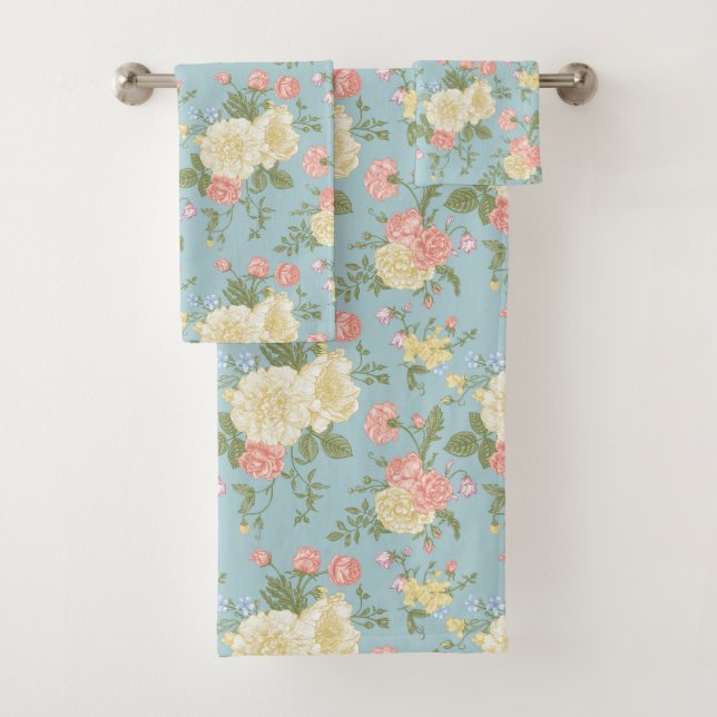 Conjunto De Toalhas Garden Peony Floral Patterno (Insitu)
