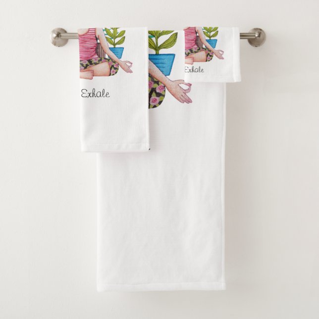 Conjunto De Toalhas Garota Meditante Com Plantas (Insitu)