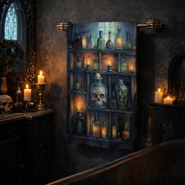 Conjunto De Toalhas Garrafas de Poção Gótica - Apotário Escuro (Criador carregado)