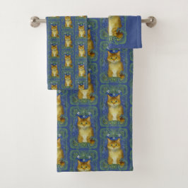 Conjunto De Toalhas Gatinho bonitinho no estilo Vintage Art Nouveau
