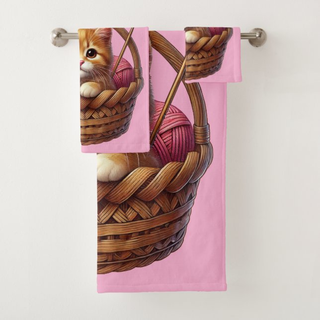 Conjunto De Toalhas Gatinho Laranja Adorável no Soquete com Fio (Insitu)