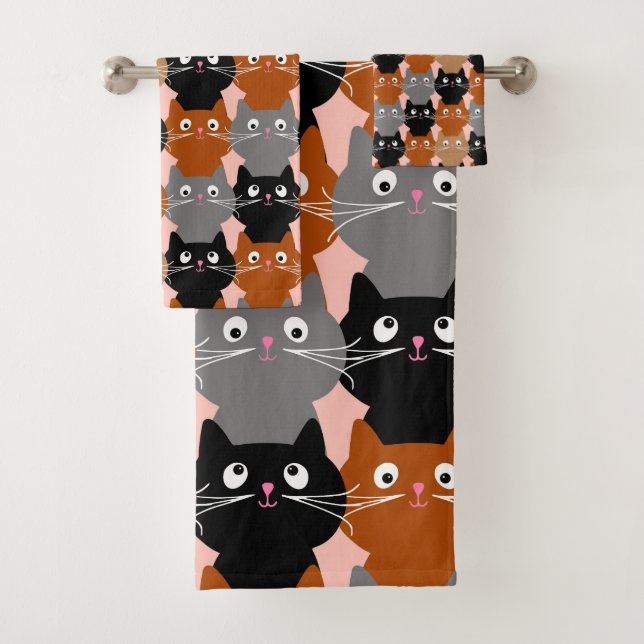 Conjunto De Toalhas Gatinhos Felinos De Gato Fresco (Insitu)