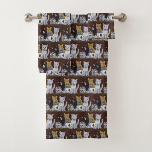 Conjunto De Toalhas Gatinhos Reproduzíveis (Insitu)