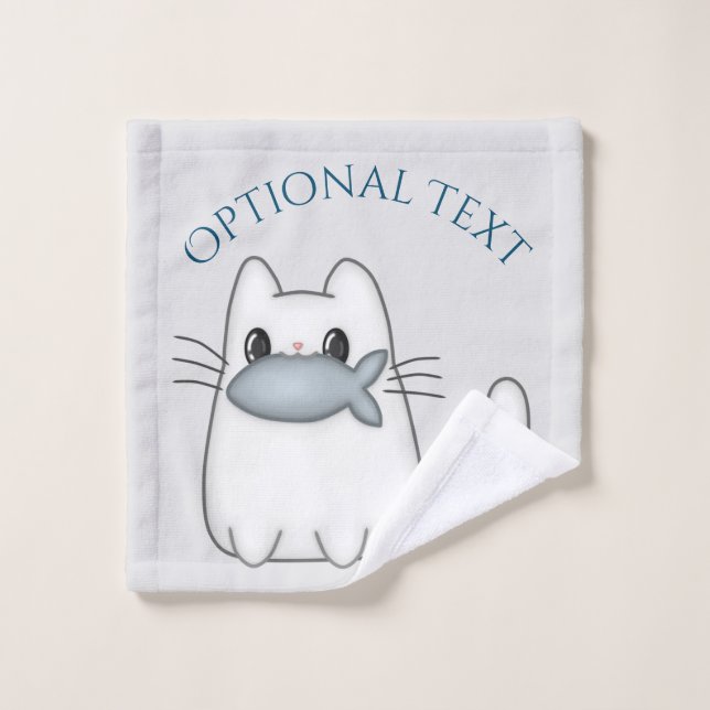 Conjunto De Toalhas Gato bonito com o prêmio Peixe (Pano de lavar)