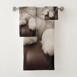 Conjunto De Toalhas Gato branco majestoso