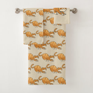 Conjunto De Toalhas gato de esticão engraçado